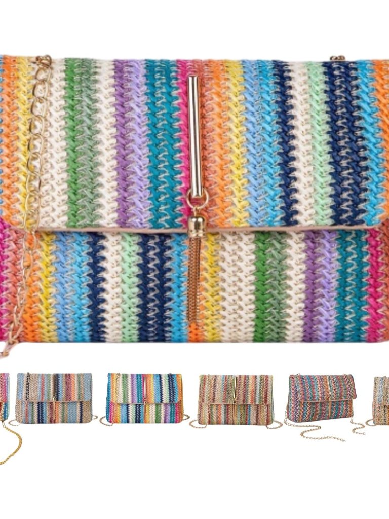 Straw Crossbody Bags For Women Trendy Fashion Tassel Decorated Summer Beach Casu